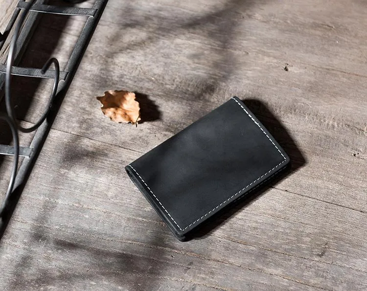 Handmade Leather Mens Cool billfold Wallet Card Holder Small Card Slim Wallets for Men