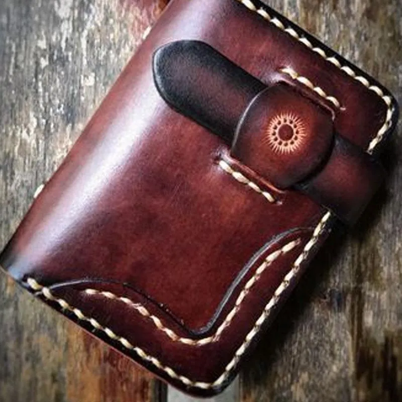 Handmade Leather Mens Cool billfold Wallet Card Holder Small Card Small Wallets for Men