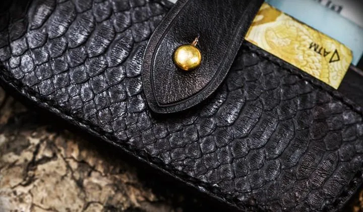 Handmade Leather Mens Cool billfold Wallets Card Holder Small Card Slim Wallets for Men