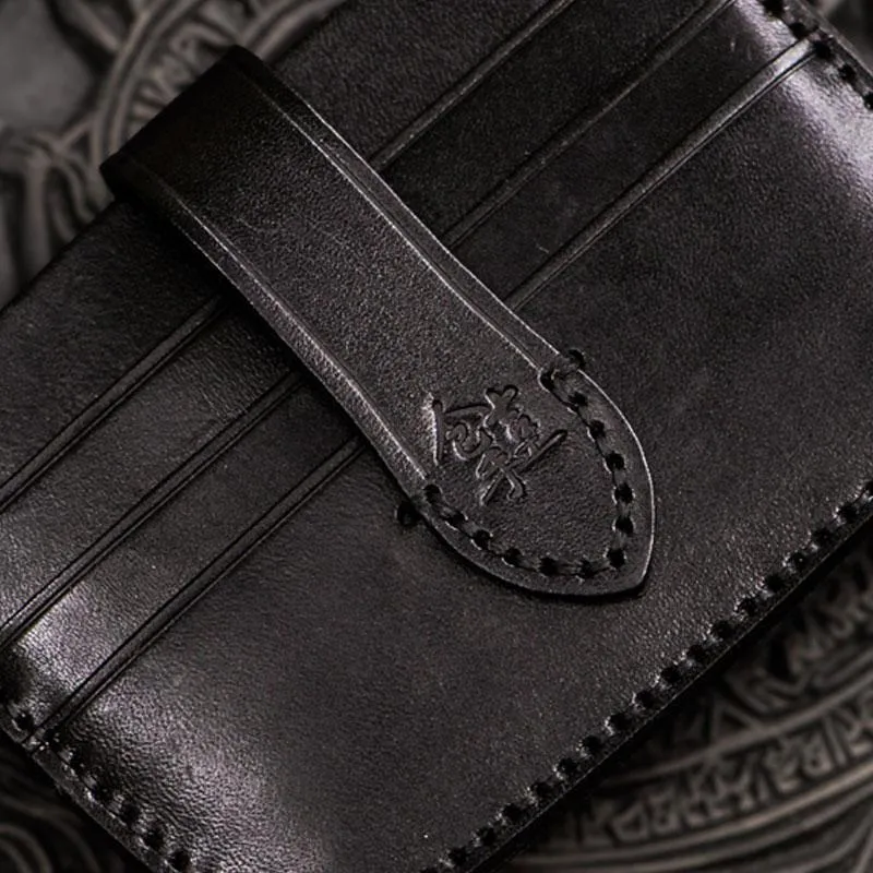 Handmade Leather Mens Cool billfold Wallets Card Holder Small Card Slim Wallets for Men