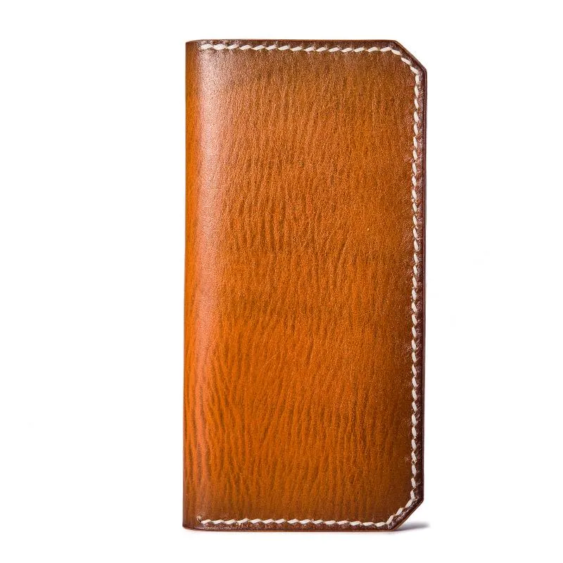 Handmade Leather Mens Cool Long Leather Wallet Bifold Clutch Wallet for Men