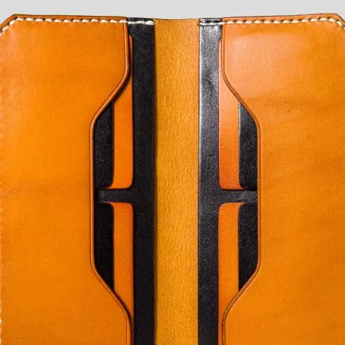 Handmade Leather Mens Cool Long Leather Wallet Bifold Clutch Wallet for Men