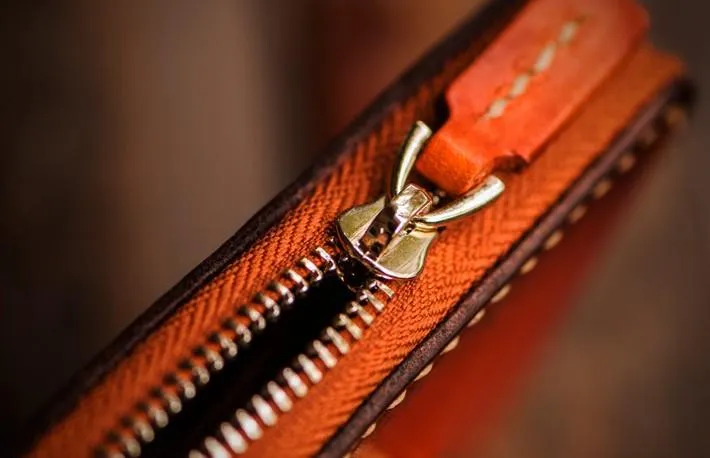 Handmade Leather Mens Cool Tibetan Chain Biker Wallets Leather Clutch Wallet Long Wallets for Men