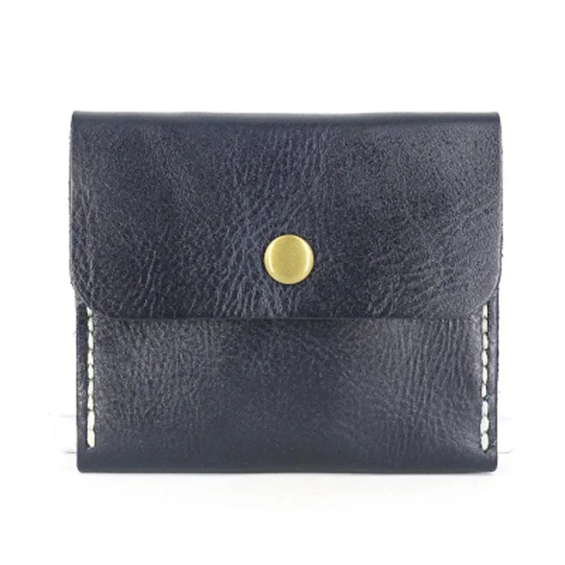 Handmade Leather Mens Front Pocket Wallet Card Wallet Slim Small Change Wallet for Men