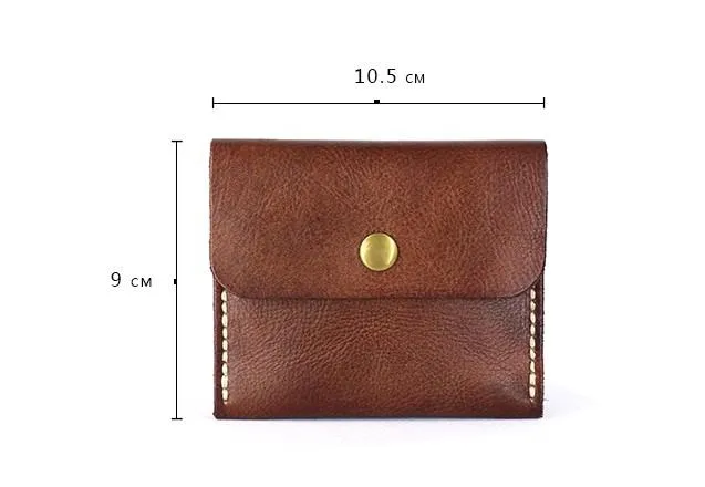 Handmade Leather Mens Front Pocket Wallet Card Wallet Slim Small Change Wallet for Men