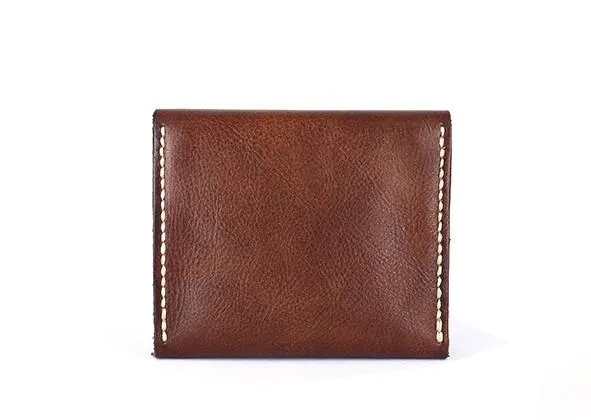 Handmade Leather Mens Front Pocket Wallet Card Wallet Slim Small Change Wallet for Men