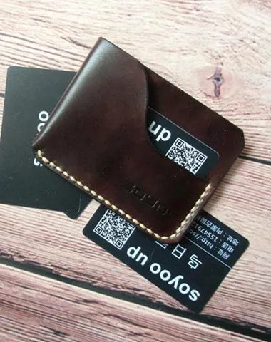 Handmade Leather Mens Slim Front Pocket Wallets Leather Cards Wallet for Men