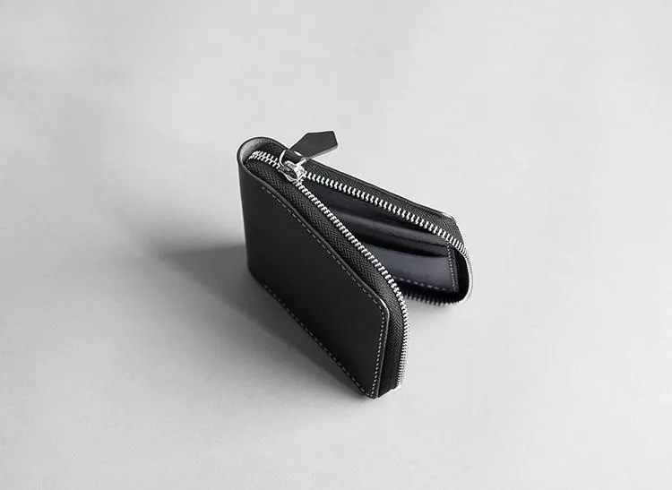 Handmade leather Mens Small biker wallet zipper billfold Chain Wallets for Men