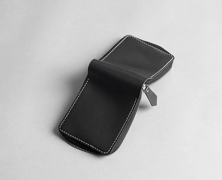 Handmade leather Mens Small biker wallet zipper billfold Chain Wallets for Men