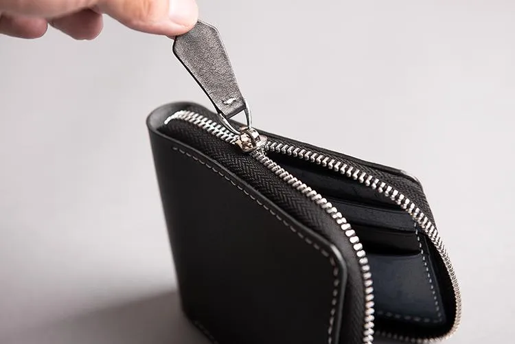 Handmade leather Mens Small biker wallet zipper billfold Chain Wallets for Men