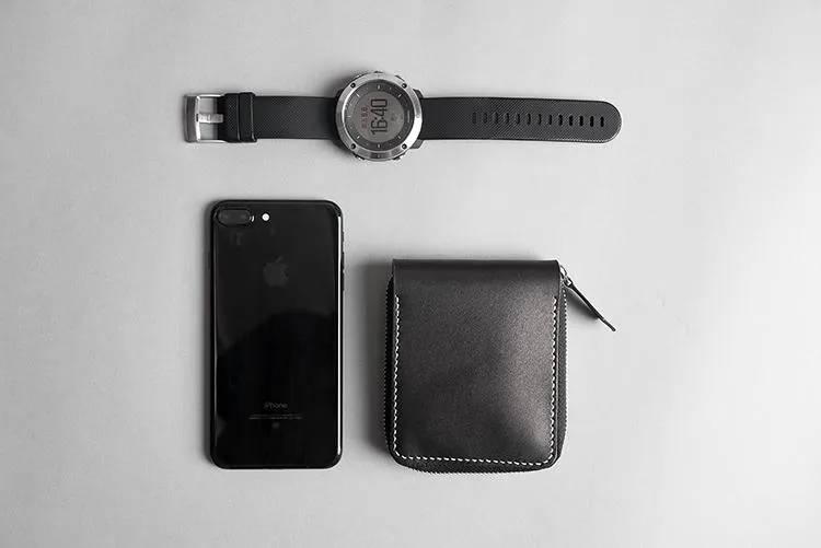 Handmade leather Mens Small biker wallet zipper billfold Chain Wallets for Men