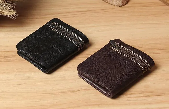 Handmade Leather Mens Small Wallet billfold Bifold Wallet for Men