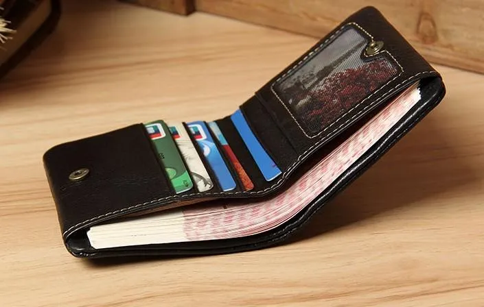Handmade Leather Mens Small Wallet billfold Bifold Wallet for Men