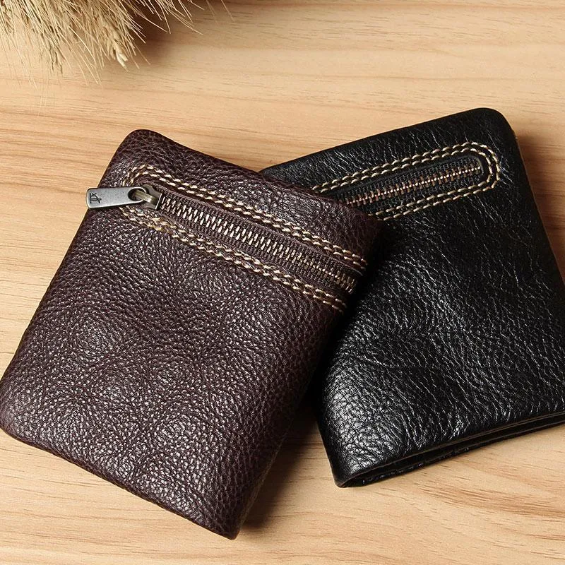 Handmade Leather Mens Small Wallet billfold Bifold Wallet for Men