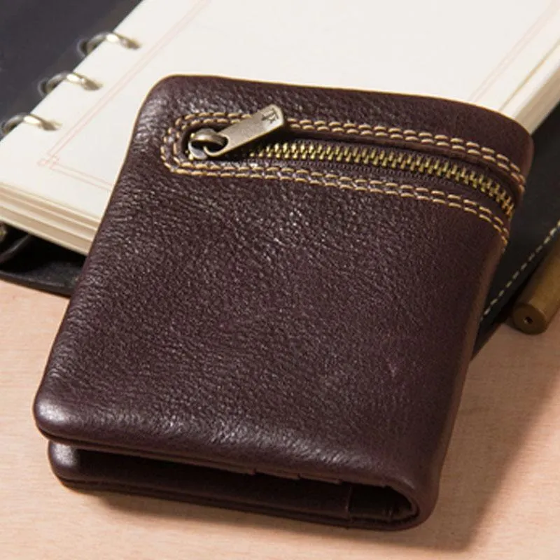Handmade Leather Mens Small Wallet billfold Bifold Wallet for Men
