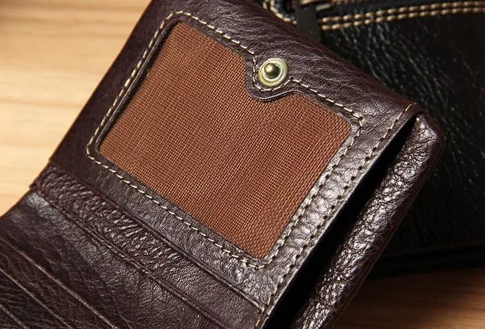 Handmade Leather Mens Small Wallet billfold Bifold Wallet for Men