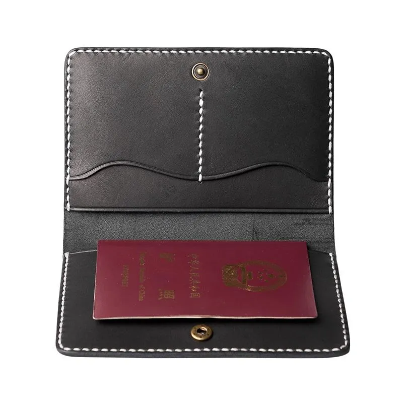 Handmade Leather Mens Travel Wallet Passport Leather Wallet billfold Slim Wallets for Men