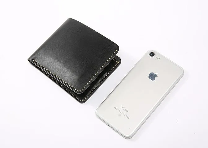 Handmade Leather Minimalist Womens Mens Bifold Small Wallets billfold Wallet for Men