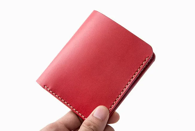 Handmade Leather Minimalist Womens Mens Bifold Small Wallets billfold Wallets for Men