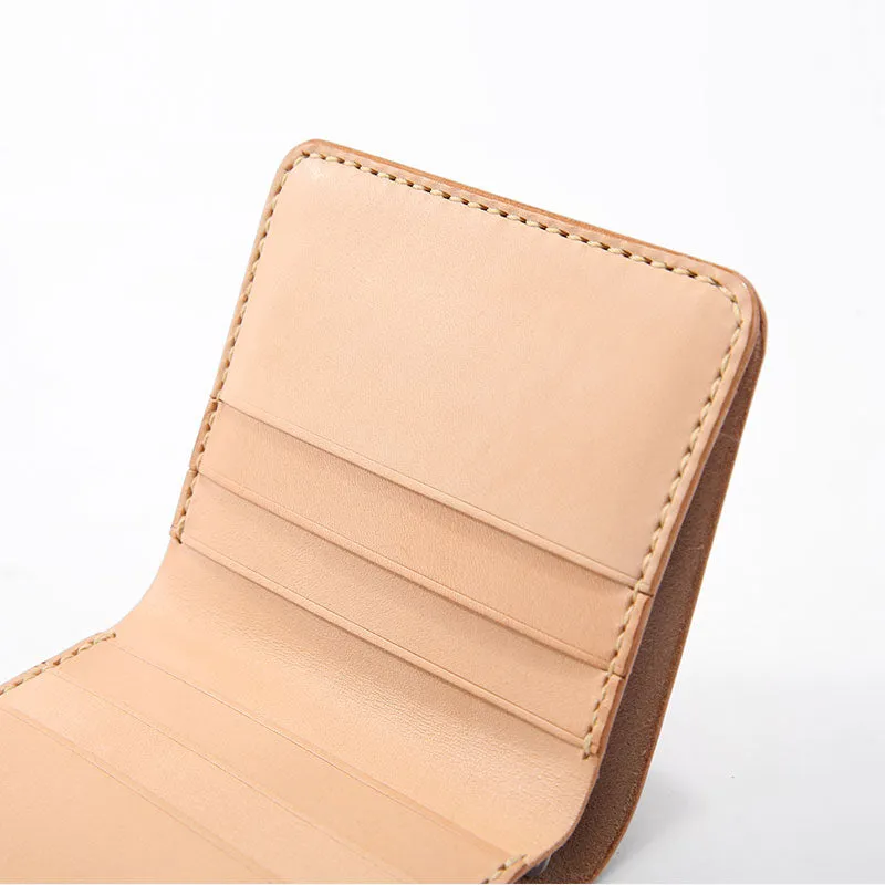 Handmade Leather Minimalist Womens Mens Bifold Small Wallets billfold Wallets for Men