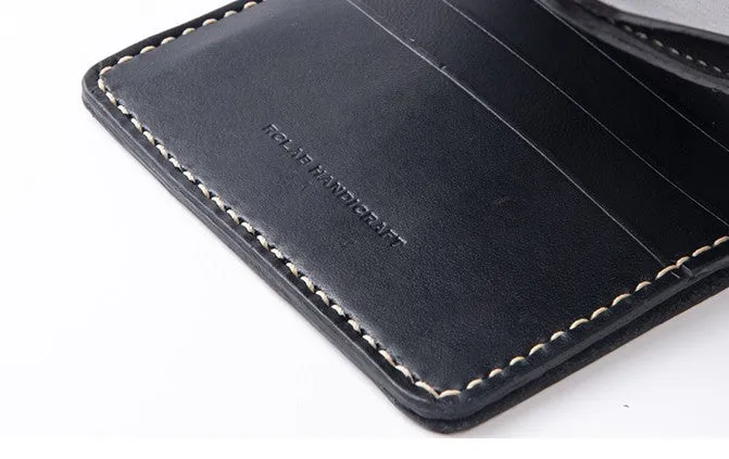 Handmade Leather Minimalist Womens Mens Bifold Small Wallets billfold Wallets for Men