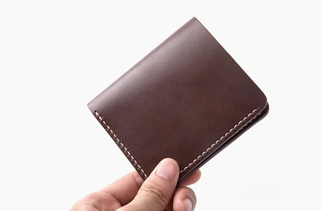 Handmade Leather Minimalist Womens Mens Bifold Small Wallets billfold Wallets for Men