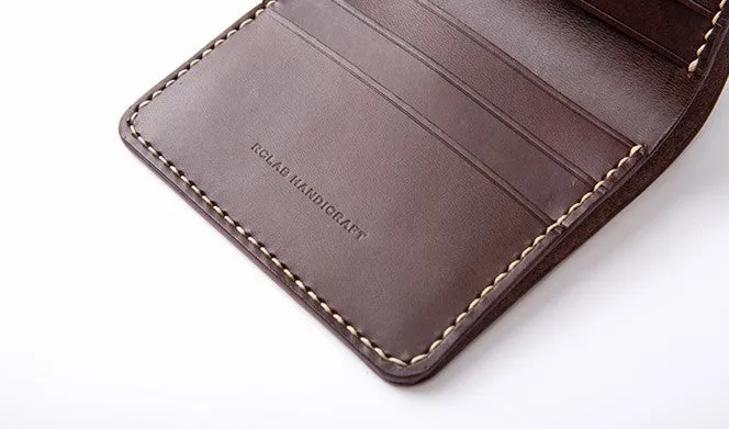 Handmade Leather Minimalist Womens Mens Bifold Small Wallets billfold Wallets for Men