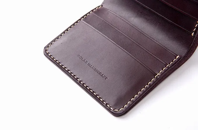 Handmade Leather Minimalist Womens Mens Bifold Small Wallets billfold Wallets for Men