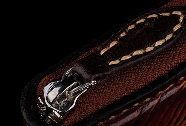 Handmade leather prajn???? biker wallet clutch zip long wallet brown leather men phone