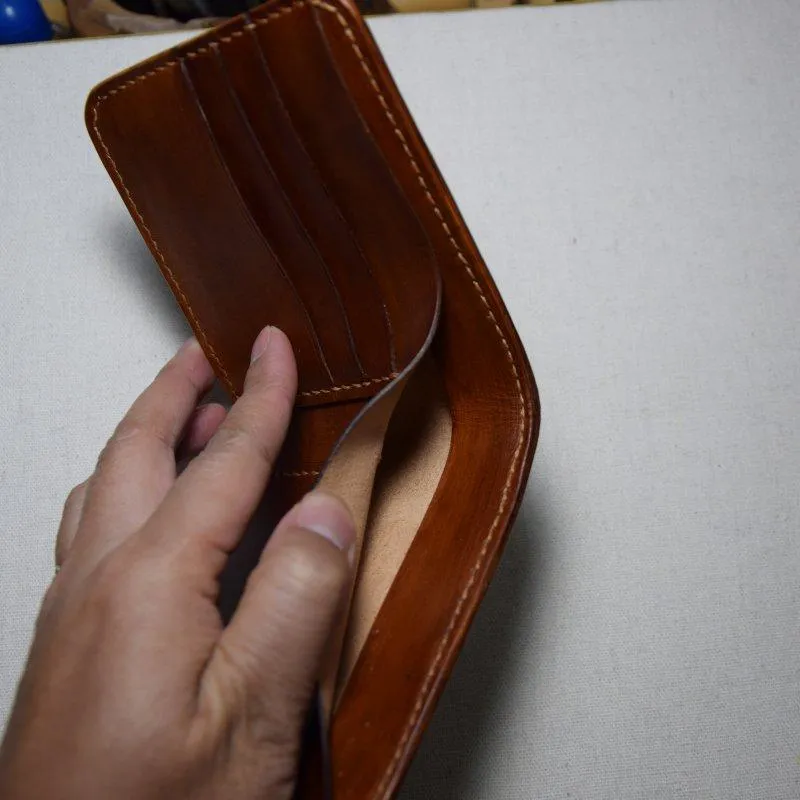 Handmade Leather Skull Death Tooled Mens billfold Wallet Cool Leather Wallet Slim Wallet for Men