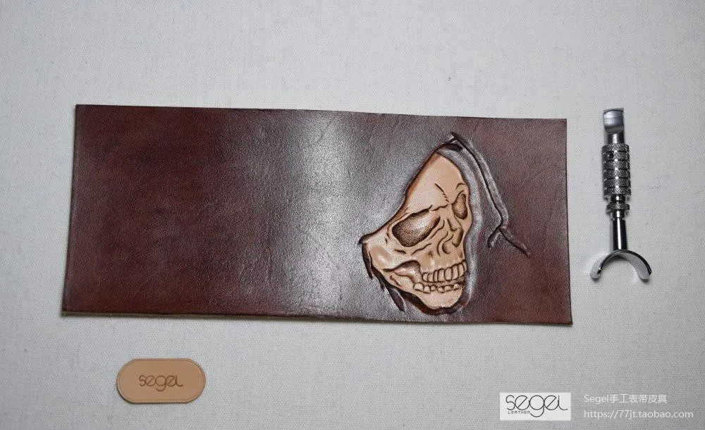 Handmade Leather Skull Death Tooled Mens billfold Wallet Cool Leather Wallet Slim Wallet for Men