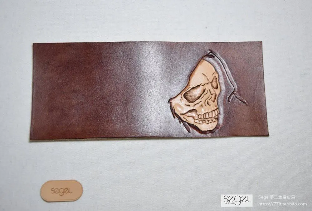 Handmade Leather Skull Death Tooled Mens billfold Wallet Cool Leather Wallet Slim Wallet for Men