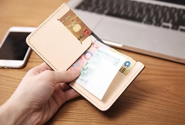 Handmade Leather Slim Coffee Red Womens Mens Bifold Small Wallet billfold Wallets for Men