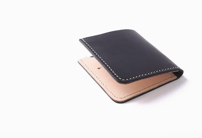 Handmade Leather Slim Coffee Red Womens Mens Bifold Small Wallet billfold Wallets for Men