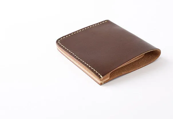 Handmade Leather Slim Coffee Red Womens Mens Bifold Small Wallet billfold Wallets for Men