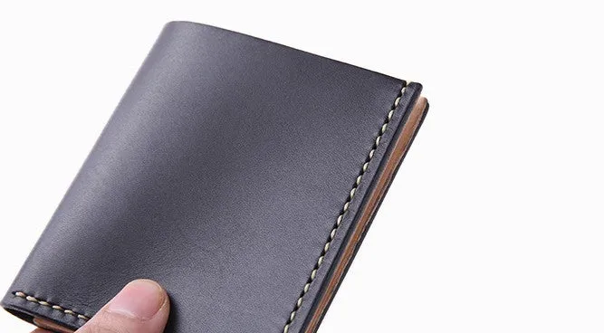 Handmade Leather Slim Coffee Red Womens Mens Bifold Small Wallet billfold Wallets for Men