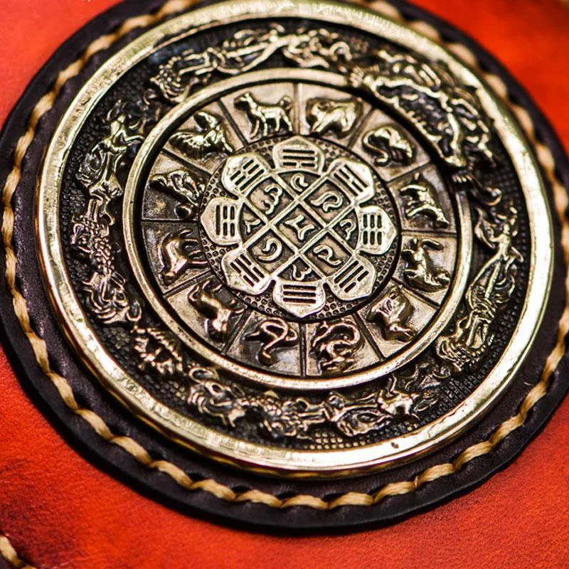 Handmade Leather Small Tibetan Tooled Mens billfold Wallets Cool Chain Wallet Biker Wallet for Men