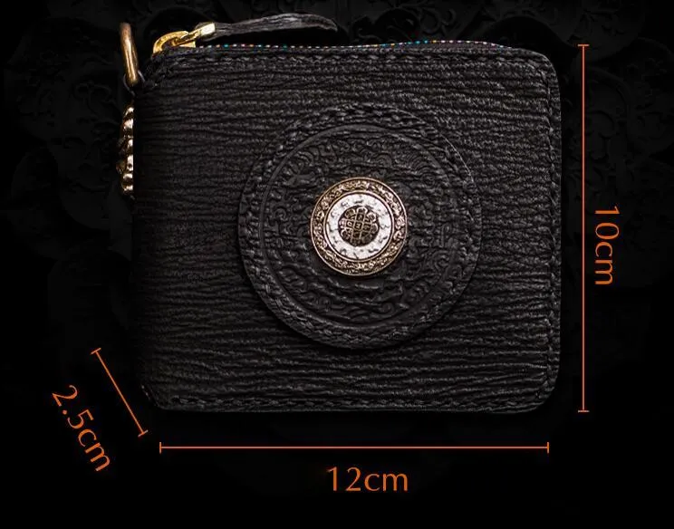 Handmade Leather Small Tooled Mens billfold Chain Wallet Cool Chain Wallet Biker Wallet for Men