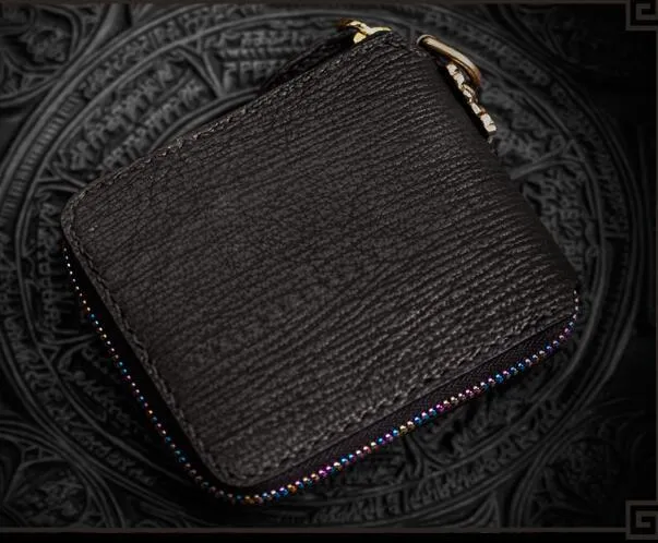 Handmade Leather Small Tooled Mens billfold Chain Wallet Cool Chain Wallet Biker Wallet for Men