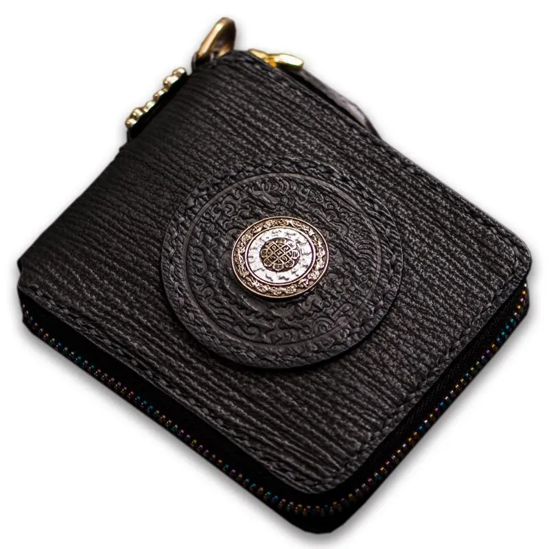 Handmade Leather Small Tooled Mens billfold Chain Wallet Cool Chain Wallet Biker Wallet for Men