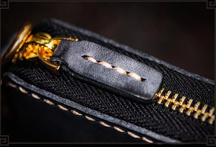 Handmade Leather Tibetan Mens billfold Wallet Cool Chain Wallet Biker Wallet for Men