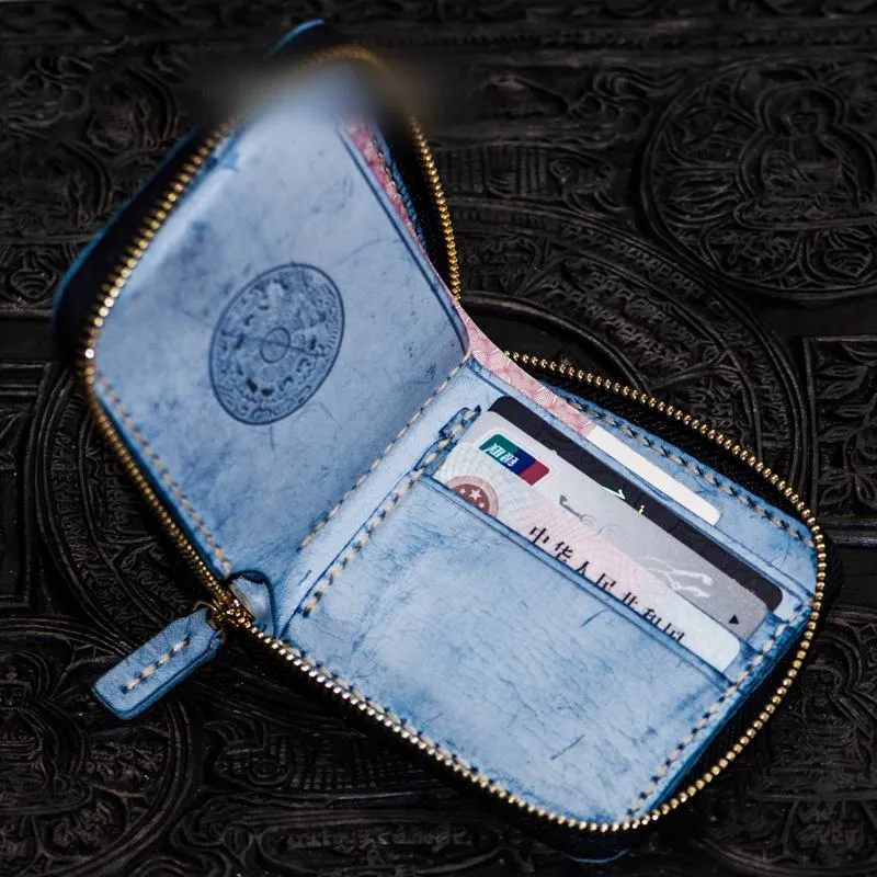 Handmade Leather Tibetan Mens billfold Wallet Cool Chain Wallet Biker Wallet for Men