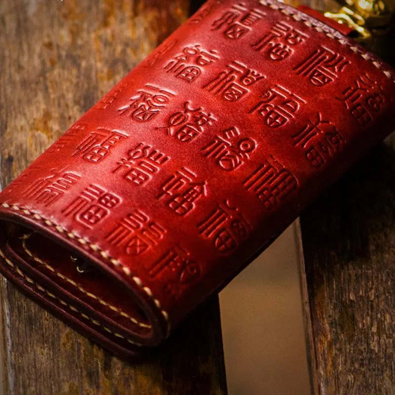Handmade Leather Tooled Mens Cool Car Key Wallets Car Key Holder Car KeyChain for Men