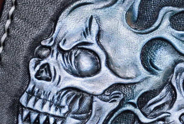 Handmade Leather Wallet Skull Wallet Tooled Leather Wallet Biker Wallet Wallets With Skulls