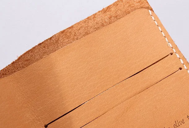 Handmade leather wallet yellow minimalist slim leather billfold card wallet for men