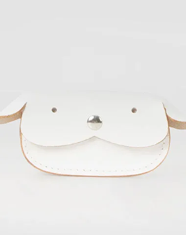 Handmade leather white dog cute billfold coin change wallet card wallet for women