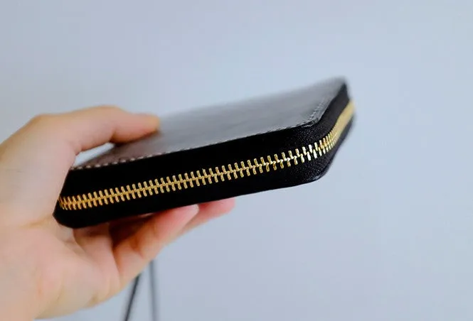 Handmade LEATHER Womens Zipper Small Wallet Leather Wristlet Small Wallet FOR Women