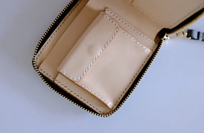 Handmade LEATHER Womens Zipper Small Wallet Leather Wristlet Small Wallet FOR Women