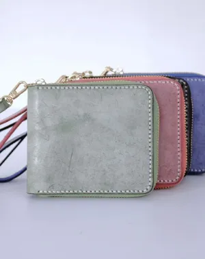 Handmade LEATHER Womens Zipper Small Wallet Leather Wristlet Small Wallet FOR Women