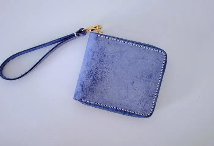 Handmade LEATHER Womens Zipper Small Wallet Leather Wristlet Small Wallet FOR Women